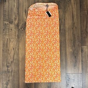 NWT Kendall & Kylie Orange Floral Maxi Skirt